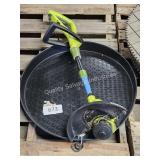 used corded weed eater & drain pan