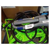 2 garden hoses and sprinkler