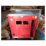 red metal roll cart
