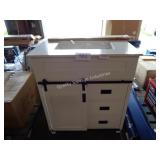 white bathroom bar style vanity w/ top - damaged