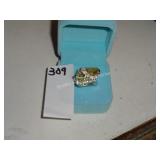 sterling silver amber stone ring sz 9 (display)