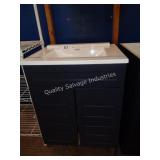 navy bathroom vanity w top (damaged)