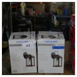 2 kichler outdoor wall lanterns -1 panel slightly