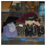 pallet of clothing & boots