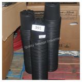 3 stacks of black planters