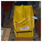 4 yellow storage bins