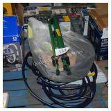 2 water hoses and tri pod sprinklers