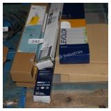 2 drapery rods, 3 blinds and pressed wood