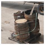 skid of jack daniels planter barrels