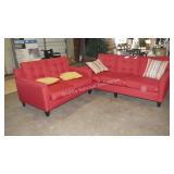 red sofa and love seat