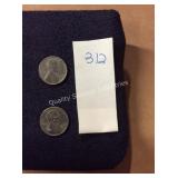 1 LOT (2) 1943 STEEL PENNIES (DISPLAY)