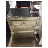 1 LOT 3 DRAWER GLASS NIGHT STAND