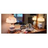 Pair (2) of Gone w the Wind Style Hurricane Lamps