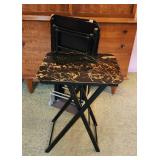Faux Marble Folding TV Tray Tables On Stand