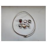 Lot of Sterling Silver Jewelry Rings - Necklace