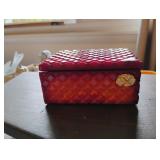 Bohemia Ylan Czechoslovakia Malachite Glass Box