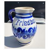 Friedberg Hessen Stoneware Pitcher Blue Decorated