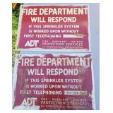 2 Vintage ADT Security Metal Signs Fire