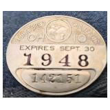 1948 Ohio Registered Chauffeur Licensed Badge Pin