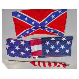 Flags Silk Confederate and U.S.  Stick Size