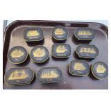 Great Britain Ships Trinket Boxes Black Porcelain