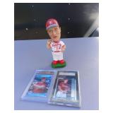 Phillies Pat Burrell Bobblehead and 2 Graded Cards