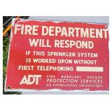 Vintage ADT Security Metal Sign Fire
