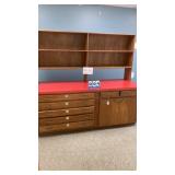 Wood Red Top Workstation with Shelf Attachment