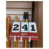 (3) wooden handles with black rubber screwed ends