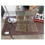 Cambro amber plastic salad container, 4 lids