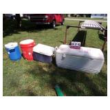 Lot of Ice Chests and Water Jugs