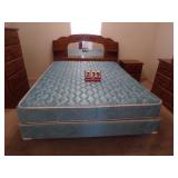 Full-Sized Mirrored Headboard & Nightstand