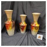 Set of 3 Iridescent Decorative Vases