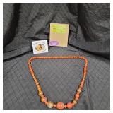 Trendy Statement Orange Beaded Necklace