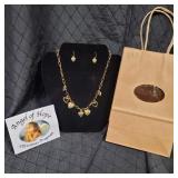 Heart Charm Necklace with Earrings