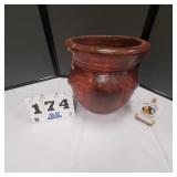 Dark Rust Color  Terracotta Planter with Sash