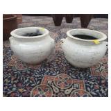 Two Cream color low profile planters