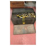 Metal toolbox with 3/4 inch drive sockets and
