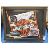 Framed Harley Davidson t-shirt autographed by
