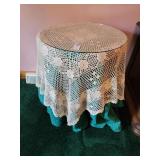 20 inch round particle board top table with glass