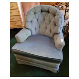 Blue upholstered chair nice shape