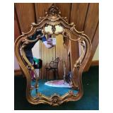 Fancy golden frame wall mirror 35" tall