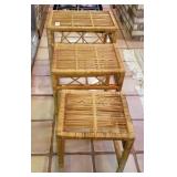 Set of three cane nesting tables