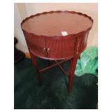 Small round table with storage area