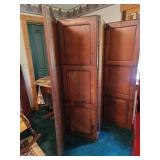 Leather covered wood frame room divider 6 ft