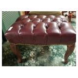 Burgundy leather tufted foot stool