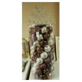 Lot of brown and gold ornaments with wire display