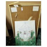 Acrylic painting of gazebo and piece of glass