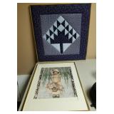 Lot of framed print of girl with flower basket