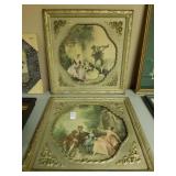 Lot of 2 ornately gold framed Victorian prints